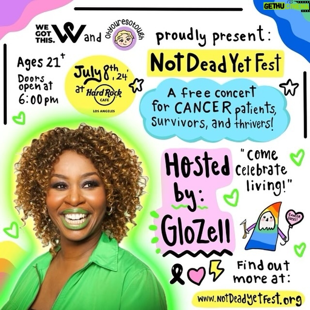 Glozell Green Instagram - I’m excited to announce that I’ll be hosting the Not Dead Yet Fest with @wegotthisorg and @ohyouresotough ! Join us for an inspiring event celebrating cancer patients, thrivers, and survivors. Let’s come together, share stories, and uplift each other! Come celebrate living! #NotDeadYetFest #WeGotThis #CancerSurvivors #Thrivers