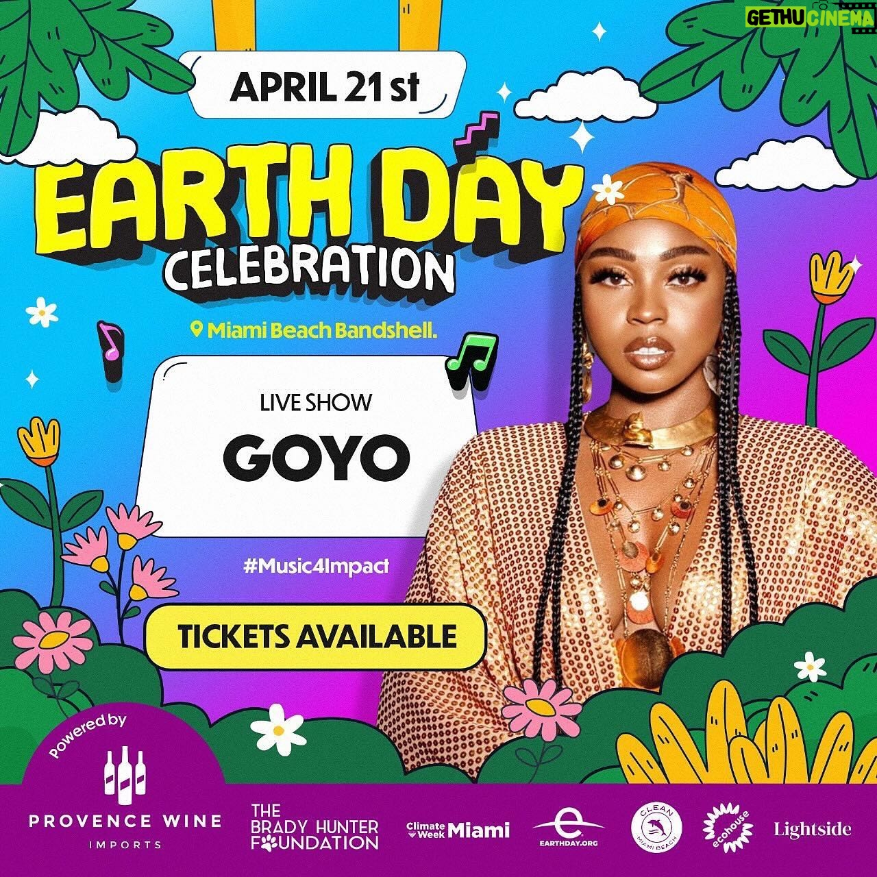 Goyo Instagram - #EarthDayCelebration has arrived in Miami! Get your tickets now and join the Music for Impact Festival! @miamibeachbandshell 🌎🎶🥳 LIMITED CAPACITY - GET YOUR TICKETS IN BIO ☝🏻🎟️🔥 TOP musicians, speakers, celebrities, sport icons, food and more! The preview includes activities, such as Beach Clean Up sunset DJ set and Buddhist Monk Blessing & Meditation. Your ticket will help assist conservation and ecological restoration as well as protecting animal sanctuaries! 🙌🏽 Join the great launch of Miami Climate Week @miamidadecount! ¡Ya llegó #EarthDayCelebration a Miami! ¡Sacá tus tickets ahora y sumate al Festival de música de Alto Impacto! CAPACIDAD LIMITADA - TICKETS EN BIO 🎟️ ¡Artistas, speakers, celebridades, iconos deportivos, música y más! La previa incluye actividades como Limpieza de Playa, Bendición y Meditación de Monjes Budistas y un DJ Set al atardecer. ¡Tu entrada ayudará a conservar y restaurar reservas ecológicas como también proteger santuarios de animales! ¡Unite al lanzamiento de Miami Climate Week @miamidadecount! 🙏🏻🌎🎶🙌🏽✨🥳 #MusicFestival #Miami #EarthDay #Music4impact