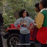 Grace Byers Instagram - 🗣️ IT’S JUNETEETH!! Whatcha’ll doin today?! 👀 ✔️ Grab your tribe ✔️ Go see The @Blackening ✔️ Have a Blackity-Black BALL Happy Juneteenth, Ya’ll. ✊🏽✊🏾✊🏿❤️🖤💚