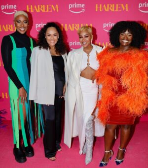 Grace Byers Instagram - Happy #Harlem Day, Loves! 💖

The first two episodes of @harlemonprime Season 2 are out NOW on @primevideo! New episodes drop every Friday in February.

We’ve missed ya’ll and are so happy to be back. This season might make you laugh, cry, get upset, fall in love, be surprised and ask all the questions - enjoy it all! 💝

To the Harlem cast, crew, producers   team: so grateful to be on this journey with you all. Thrilled to have been able to create together again. So much love for each and every one of you.💞@shoniquashandai @meagangood @thejerriejohnson @tylepley @tracyyoliver @brittisascorpio   the whole team!

Big thanks to the glam squad for always showing up and showing out:

stylist x @adenarohatiner
makeup x @tayriverabeauty
hair x @rena.calhoun
silk fit x @hatchgal
shoes x @schutz
blazer x open edit

📸: Arnold Turner/Getty Images