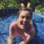 Gracie Gillam Instagram – How much I like Hildy’s dog pool vs. how much Hildy likes Hildy’s dog pool 
(@natjohnzang got me this @robineisenberg swim suit! Am I a space girl yet?!)