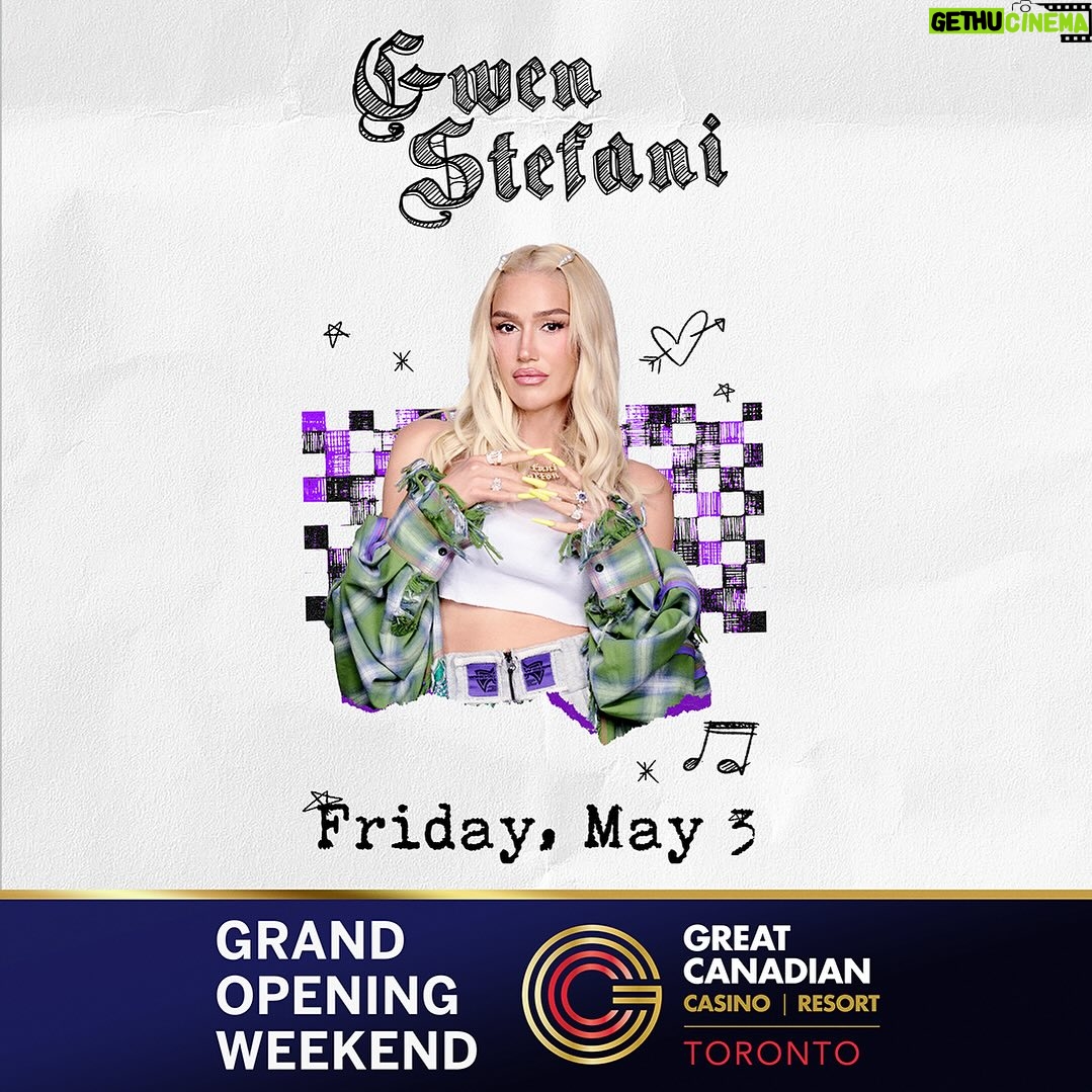 Gwen Stefani Instagram - TORONTO !! i’ll be seeing u this Friday at the official Grand Opening of the Great Canadian Casino Resort 🎉✨ see u there :) gx