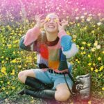 Haley Lu Richardson Instagram - Just me bein silly on a rock and in some flowers wearin a cutie outfit from @thredUP asking you to thrift if you have a shopping addiction like me cause it’s better for the planet and it’s a BLAST peace out babies happy almost earth day weeee!!!!!! #thredUPpartner