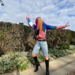 Haley Lu Richardson Instagram - Just me bein silly on a rock and in some flowers wearin a cutie outfit from @thredUP asking you to thrift if you have a shopping addiction like me cause it’s better for the planet and it’s a BLAST peace out babies happy almost earth day weeee!!!!!! #thredUPpartner