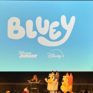 Hannah Simone Instagram - They say never meet your heroes 👀💙
Somehow managed to get invited to the Bluey movie premiere and literally cried and laughed for the entire 28 minutes. “The Sign” will be out for the world to see April 14 at 12AM PST on Disney , 7:00 a.m. EDT/PDT on Disney Junior, and 7:30 a.m. EDT/PDT on Disney Channel. Biscuits!!