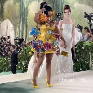 Hari Nef Instagram - my second #metgala—and nothing compares. @voguemagazine, anna wintour, and andrew bolton: thank you as ever for including me

i wore custom @hm with a corset underneath by the legendary @misterpearlofficial 

the met's dress code this year, 'the garden of time,' samples its name from a short story by j.g. ballard. it's a fanciful little allegory which, the way i saw it, unmines the tension between the future and the past

this lead me to think about high glamour: how it looks, why it looks like that, where it comes from. i took my 'avedon fashion' book off the shelf, opened it up. i locked onto margot mckendry in the background of a photo from 1961 (slide 3). she reminded me of crystal labeija (slide 5) in frank simon's 1968 documentary 'the queen,' which goes behind the scenes of a manhattan drag pageant (in 1968, dressing in drag was effectively illegal). so i thought about how the visual ideal of glamour travels, from high society to its fringes—and all the way through the decades. what does it mean for me, a card-carrying member of "the new world" (and you know exactly what i mean) to evoke the glamour of the old world? and what did it mean for my sisters who came before me? their beauty and grandeur moves me; i reflect on what they risked for it. i wanted to honor them last night

thank you @chrishoran20 for your vision and hustle and for keeping me on best dressed lists—and occasionally worst-dressed lists, which is always cooler! no one does it like you

thank you to @hairbyorlandopita and @yadim for sanctifying me from the neck up. i can't believe i get to be coiffed and beat by such absolute mavericks. yadim used @valentino.beauty...i hear there are some exciting things going on over at maison valentino in the near future ;)

thank you to @aarondnewbill and @meansss at @imgmodels for keeping me in fashion. i love you

and congratulations to @condeunited who won the day :)
