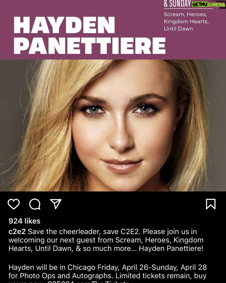 Hayden Panettiere - 14K Likes - Pleeease come see me in Chicago!!!! Can’t wait to see everyone there! 🫶🏼🫶🏼🫶🏼
