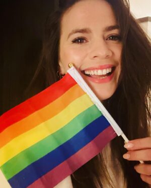 Hayley Atwell Instagram - I’m shocked at the comments of hatred and homophobia I’ve received in response to my support of the LGBTQ  community. While I am a straight woman, my support for this community has been life-long and unwavering, and I will continue to express my respect and love to them. My page is, I hope, a life-affirming one. Only love belongs here.
••••
Interrupting the MissionWorldTour for a special announcement:
Happy Pride!
So, it’s that time of year back home in England 💅 🏳️‍🌈 🏳️‍⚧️ 
And I felt like saying…. aside from being a joyous, multi-coloured, multi-layered, multi-slaying celebration of fabulous-ness, Pride is also a really serious time of year. It’s a moment to take stock of what visibility means, and how important true equality is to our society. 
I love my LGBTQi  friends, family, colleagues and fans. I want all of you to celebrate who you are, to feel loved, and know that you are supported. Be PROUD of yourself and your community! It’s a remarkable thing; to overcome the societal barriers that still exist, and just be yourself.

That’s why, to me, Pride is a very serious occasion too. Because there are places where being out or visible is not just difficult, but dangerous. And we need that message of positivity and support to reverberate, so people feel less alone. 
Right now, somebody somewhere is struggling with their identity. And maybe just seeing rainbows in the distance gives them strength to eventually find their safe space, chosen family, and be at peace and out out with their true self. 
That’s why I will always celebrate Pride. Loud, visibly and unapologetically. 
Know Your Value! 

Back to the Mission…