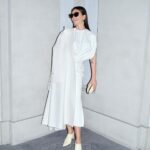 Hayley Atwell Instagram - Gaida’s minimalist, relaxed elegance. I loved attending the show and wearing this leather dress. Thank you Rosanna and Gabriele! @giada_montenapoleone #GIADA #GIADASS24 #MFW Photographer: @pawelpysz @rosefordestudio @wendyrowe @stefanbertin