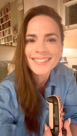 Hayley Atwell Instagram - So I just got my thumbs on a limited edition @Porsche @Xbox Series X console. In total there are 6 designs all based on iconic Porsche racecars… But obviously I had to choose Anatole Lapine’s blushing masterpiece ‘The Pink Pig’, from Le Mans 1971. My inner gamer is literally squealing. And so should yours, because you could win one too… 🐽 @porscheusa #partner