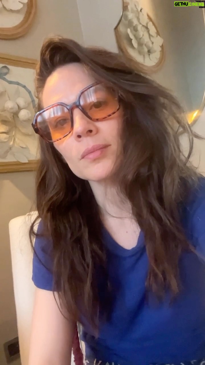 Hayley Atwell Instagram - Wolfie doesn’t get enough air time on here. And he’s totally fed up of it. So here he is, wearing my shades better than me.
