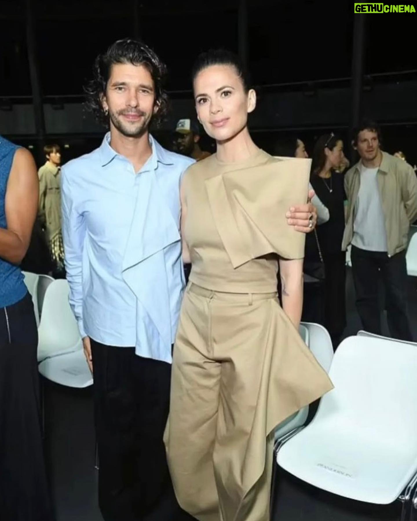 Hayley Atwell Instagram - British theatre comes to @jw_anderson london fashion week show… Ben Whishaw and Sophie Okonedo are two of our great stage talents. Their work continues to inspire and move me. @rosefordestudio @wendyrowe @stefanbertin 💫 picture credit: Jed Cullen/Dave Benett/Getty