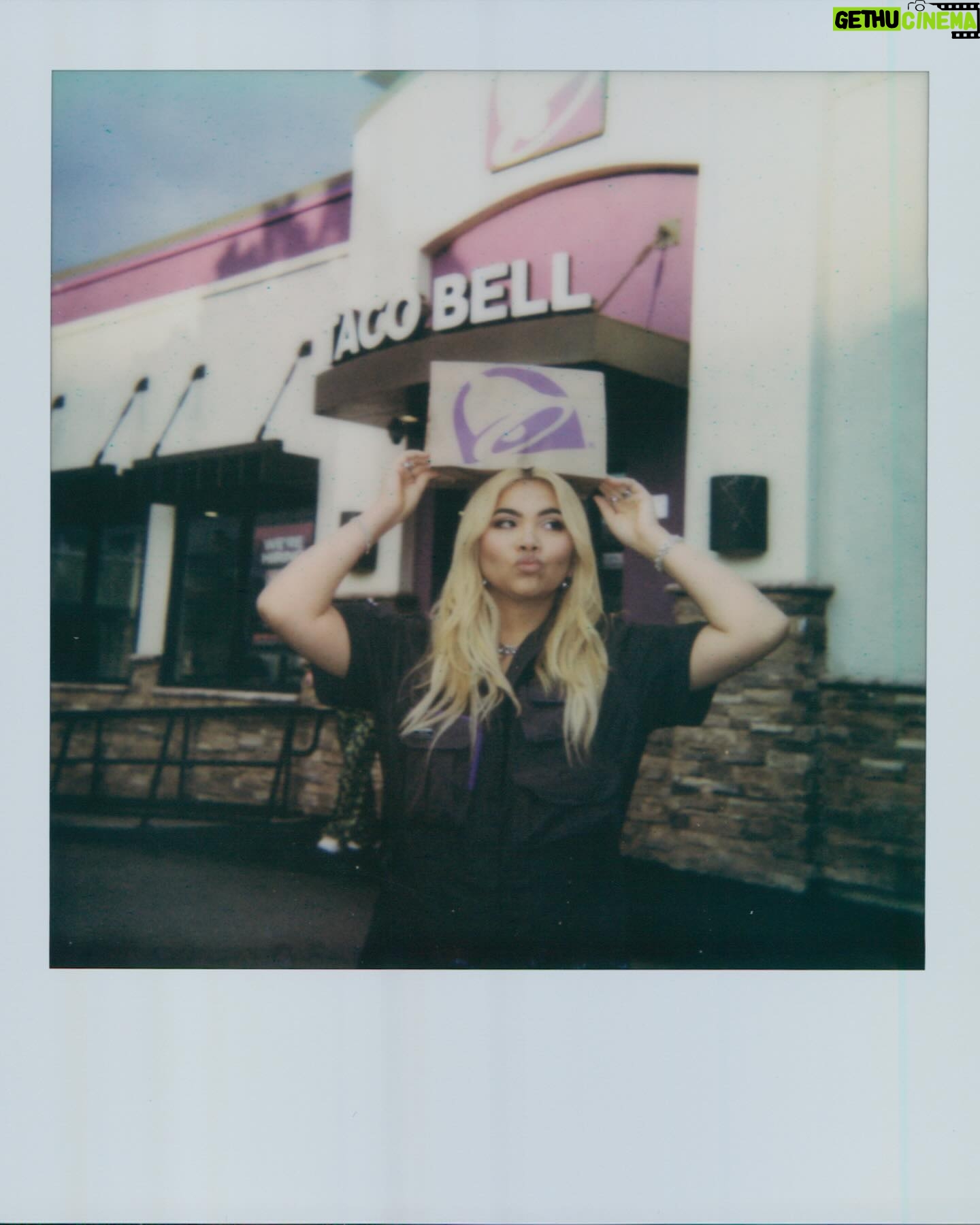 Hayley Kiyoko Instagram - a dream collab with @tacobell x @wearewildfang wearing their limited edition coverall! join Taco Bell Rewards to get early access today at 2pm PT 💜 #ad #tacobellpartner