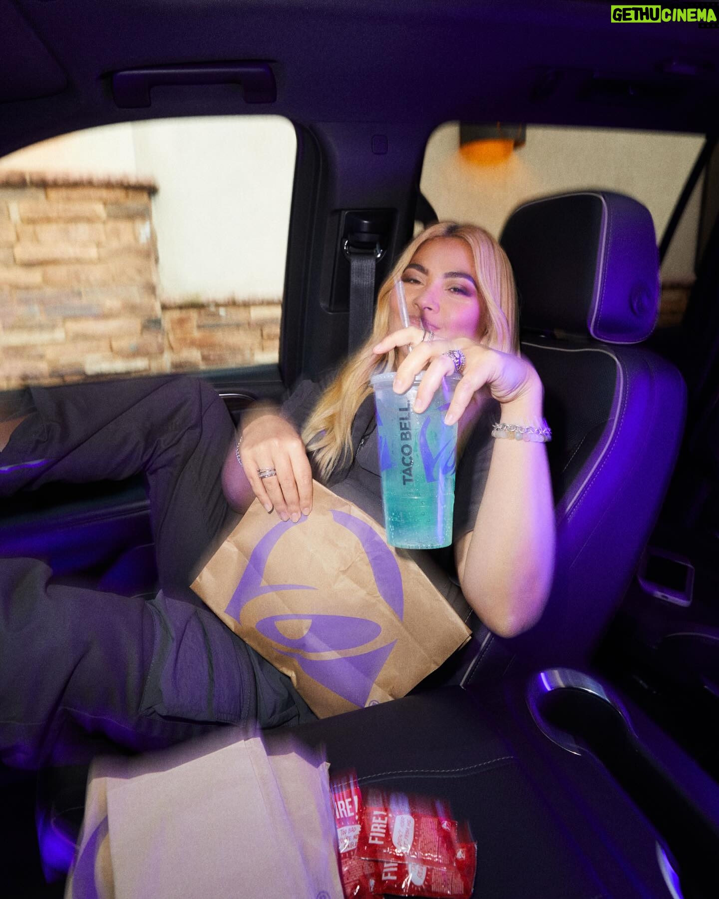Hayley Kiyoko Instagram - a dream collab with @tacobell x @wearewildfang wearing their limited edition coverall! join Taco Bell Rewards to get early access today at 2pm PT 💜 #ad #tacobellpartner