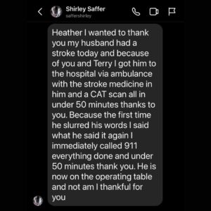 Heather Dubrow Instagram - When we shared Terry’s TIA experience, we were hoping we could save lives. We’ve received so many messages but this one in particular meant the world. ( swipe). ❤️ I want to open the comments up to answer any questions, talk about YOUR experiences, and bring more awareness to TIA and strokes. ❤️ Remember the warning signs … BE FAST( Balance , Eye focus, Facial drooping, Arms strength & can they lift overhead ?, Speech slur, TIME… get to the hospital!)