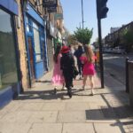 Helen Mirren Instagram - Sunday in East London 3 women in their finest red and pink in grey london