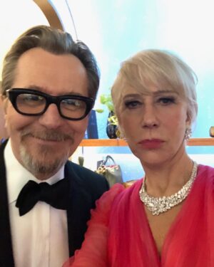 Helen Mirren Instagram - backstage with one of the coolest brit’s who also is a great actor. Great Gary