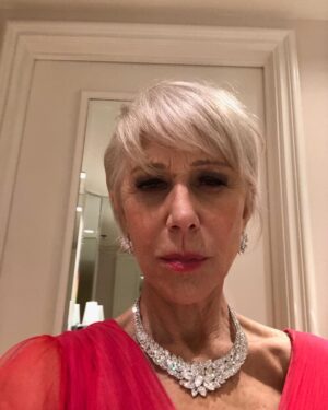 Helen Mirren Instagram - and incase you missed it an astounding necklace ( and earrings and bracelet) from Harry Winston that I was so honored to be able to wear. Thank you Harry Winston . You made me feel like a queen for the night!