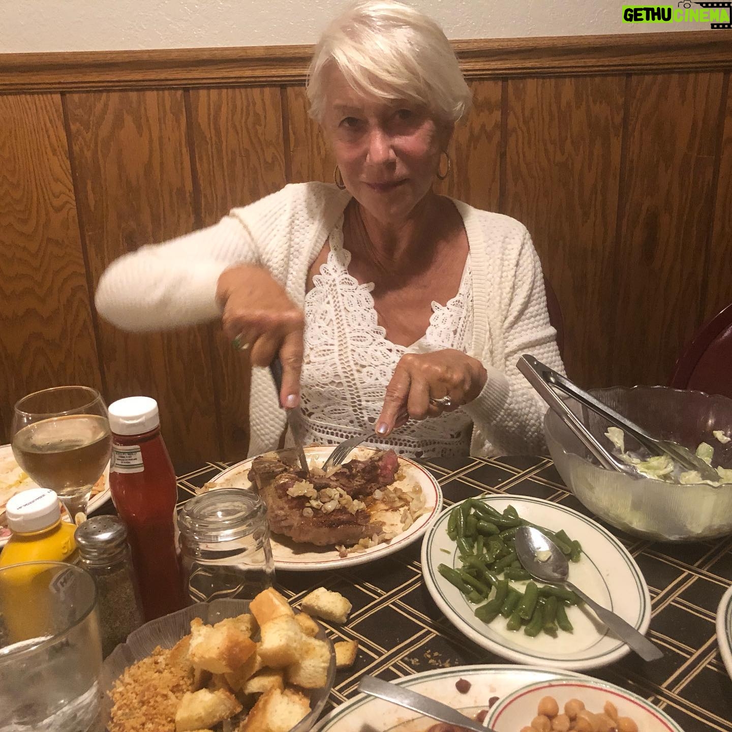 Helen Mirren Instagram - God Bless America and the Elko County fair. Cowboys, kids with kids( goats) and basque food at night, and thank you Gallagher family