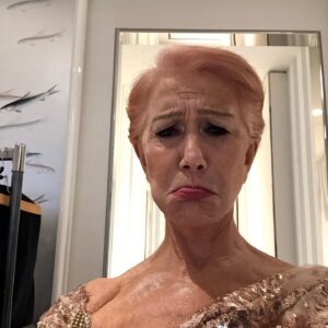 Helen Mirren Instagram - what I felt like when I had to take off the sensational Elie Saab dress I got to wear on the RC in Cannes
