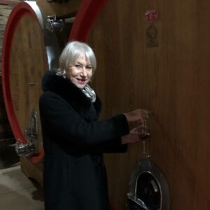 Helen Mirren Instagram - a visit to the wine makers Apollonia who make some of the best wines in Italy. Negromaro!