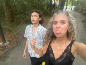Hilarie Burton Instagram - I was given great advice awhile back by my dear friend @tara_shafer to take solo trips with each of my kids whenever I could. That one-on-one attention is so important. So last night, Gus and I trekked to Manteo to catch @thelostcolony show. 
Fun fact: while everyone else was getting drunk at senior year beach week, I made my friends come to this show with me. The Lost Colony is a HUGE deal if you’re a theater kid from the NC/VA area. It’s the original outdoor drama and is currently in its 86th year….That’s insane! (point of reference, Phantom of the Opera ran for a measly 35 years) 
So many members of the Outer Banks community have nurtured this show over the years and it’s alumni are a who’s who of familiar tv faces and local heroes. 
My dude loves theater and so it was fun to go on the backstage tour (thank you to our guides!) where he was allowed to put on Andy Griffith’s armor from his time in the production. 

Pretty soon this teenager will be too cool for his ol mom, so I’ll take these dates any time I can get em. 
Xo
