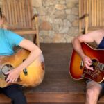 Hilary Swank Instagram – Such fun times, always, with this talented one, my dear, funny and soulful nephew, @swankypie 🎸 
#GuessWhatWereSinging? 
#LazyAfternoons #LastDaysOfSummer #PorchLife