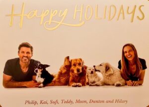 Hilary Swank Instagram - Happiest Holidays, everyone from our pack to yours‼️ Thinking of you all and wishing with all my might for many blessings today and always. 🙌🏽✨💝

#MerryChristmas #HappyHolidays #AdoptDontShop #WhoRescuedWho