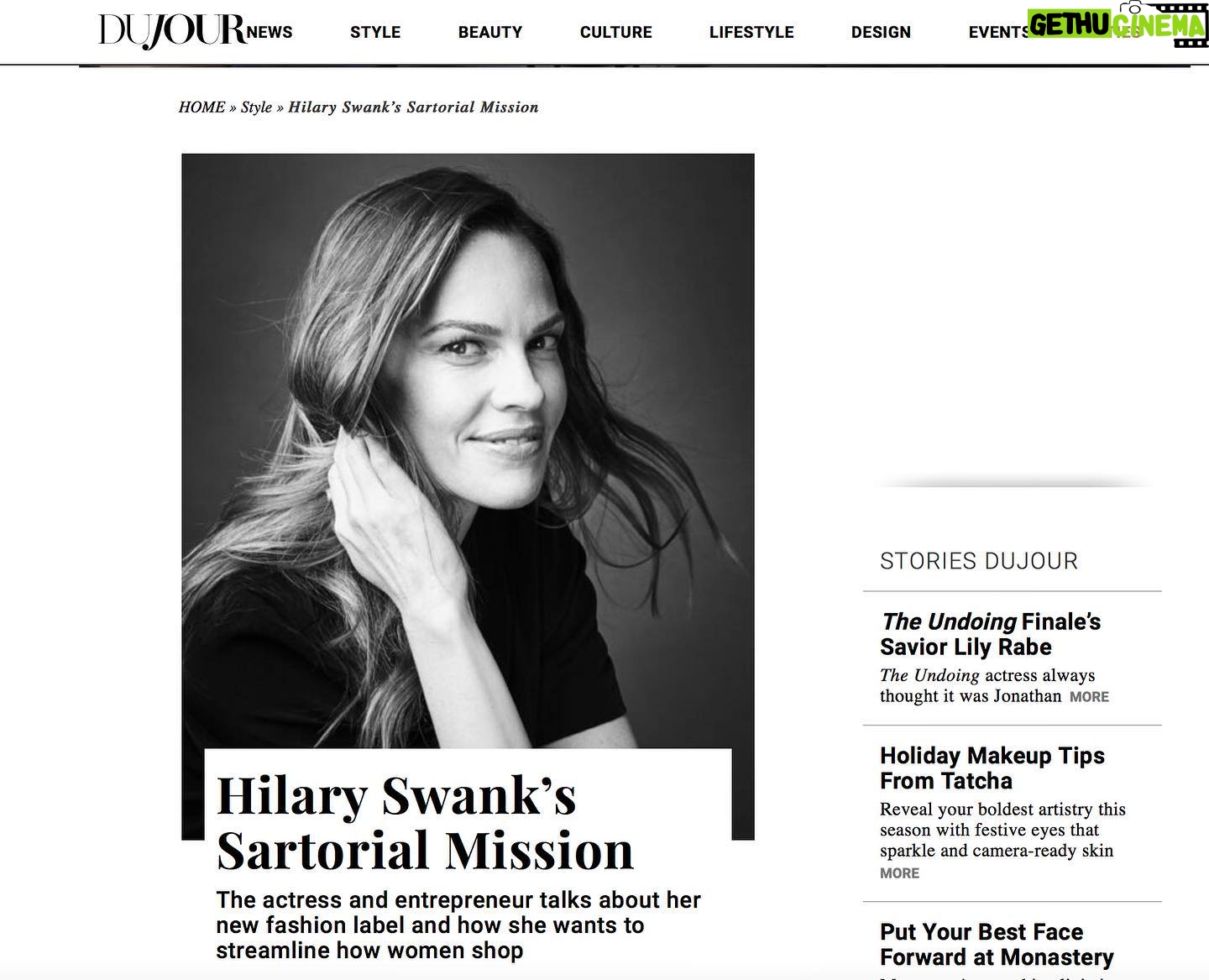 Hilary Swank Instagram - Honored to have my clothing line, @missionstatement highlighted in @dujourmedia one of my favs! ππ»π Thanks @natashawolff for the lovely article. Please check it out in the link in my bioβπ½ . . . #MakeAStatement