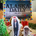 Hilary Swank Instagram – Happy Holidays, everyone from all of us @alaskadailyabc and from the Queen of the set, @mamamoon 🎁😘