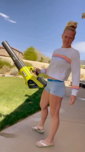 Holly Holm Instagram - Thank you @ryobitoolsusa . I find myself sweeping only indoors now. 😁 loving the blower and the mulcher. Cause who likes to bag leaves?