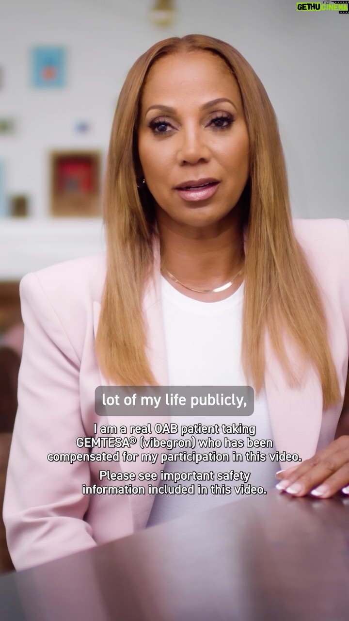 Holly Robinson Peete Instagram - #ad GEMTESA® (vibegron) is a prescription medication for the treatment of overactive bladder (OAB) in adults with symptoms of leakage episodes, urgency, and frequency. Do not take GEMTESA if you are allergic to vibegron or any of the ingredients in GEMTESA. Please see @gemtesapi for Patient Information. Never be afraid to ask for help. I struggled with OAB symptoms and now I wish I had talked to my doctor sooner. Our conversation was a relief—I learned how GEMTESA could help. Don’t let OAB call the shots—talk to your doctor. Get a headstart on that conversation at the link in my bio. 🙏🏾🌹 US-VBGN-2400030 03/24