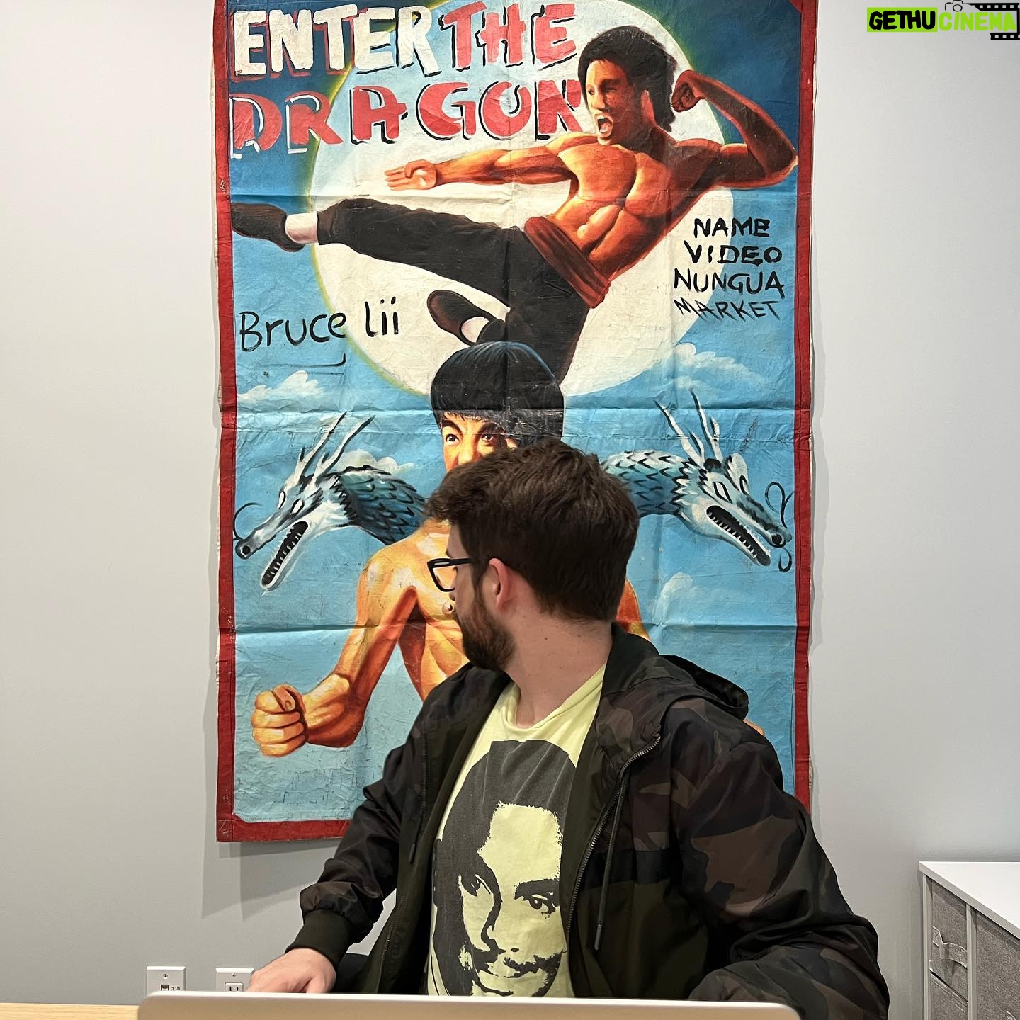 Ian Hecox Instagram - A couple years ago I became obsessed with Ghanaian movie posters. I found these hand-painted artworks (painted on flour sacks, nonetheless) to be equal parts impressive, unsettling, and hilarious. So I bought 4 originals. Two I gave away to friends as a gift and this one I finally hung up in the new office. I hope you enjoy Bruce “Lii”