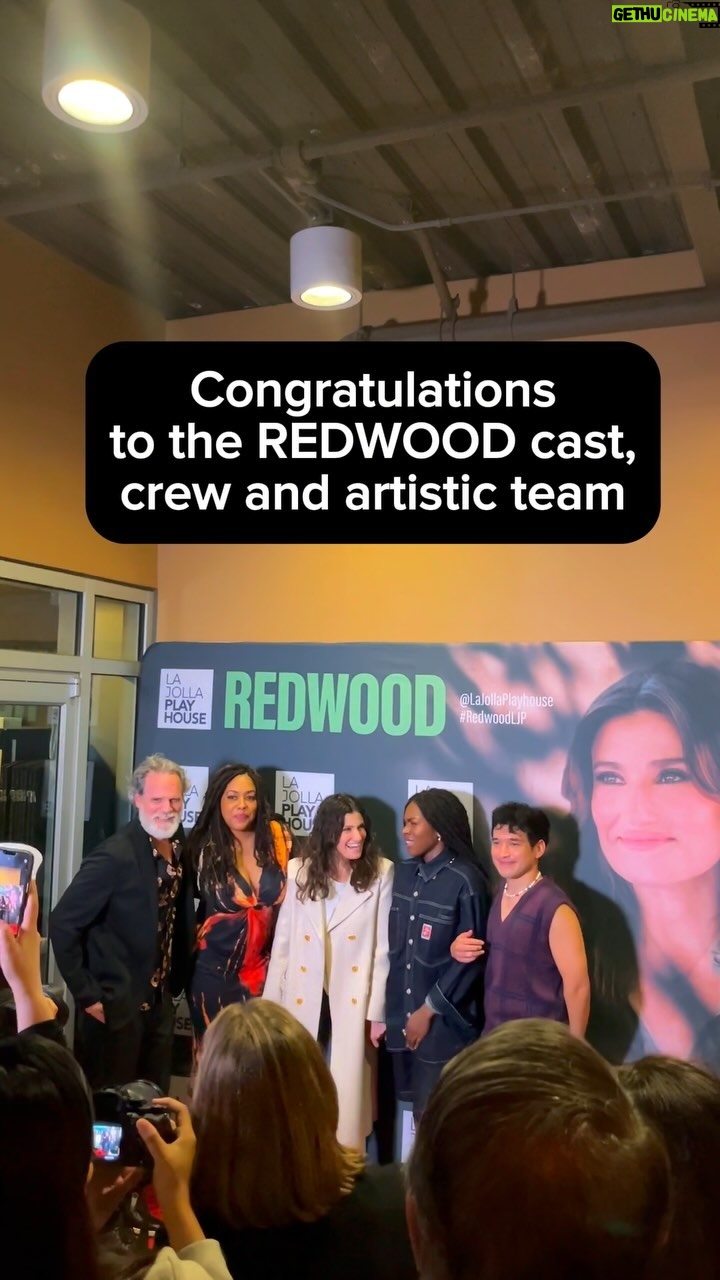 Idina Menzel Instagram - Congratulations on a wonderful opening night REDWOOD cast, crew and artistic team! “‘Redwood’ has an honest and profoundly relatable story that’s told in an intimate, unique and breathtaking way… And technologically, it feels like the American musical of tomorrow“ (Kragen, @sandiegouniontribune). Read the full article with the link in our bio! Performances of this brand new musical run until March 31st. Some tickets may be released daily so we encourage folks to keep checking the website or take your chances on Rush tickets. La Jolla Playhouse is the only authorized ticket seller for this production. #redwoodmusical #redwoodljp #musical #theatre #idinamenzel #tinalandau
