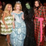 Idina Menzel Instagram - Still reeling from #Wicked20. What an incredible celebration and reunion with so many friends. I’m so proud to be a part of this family. 💚 Photos by Bruce Glikas @bruglikas @broadwaybruce_ Styling: @taraswennen Hair: @anthonycampbellhair Makeup: @genevieveherr Coat: @azziandosta Top/Trousers: @albertaferretti Shows: @sam_edelman Clutch: @jimmychoo Ring: @kavantsharart