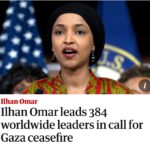 Ilhan Omar Instagram - I am proud to lead this international effort to end this violence, to demand a release of the hostages who have now suffered for 96 days, and to condemn all violations of international law in this conflict. Over 23,000–one out of every 100 people—in this total siege on Gaza, according to the Gaza Health Ministry. Almost 1.9 million people—or 85 percent of the population—has been displaced, more than double the number displaced during the Nakba in 1948. Despite calls for a cease-fire from around the world and calls for restraint, there has been no restraint. At least 40 people were killed in a blast just outside a hospital yesterday. We now know, according to reports, that the IDF has intentionally targeted civilian areas, that the safe zones in Gaza are not safe, and that Palestinians have nowhere to go to flee. We also know, based on the word of Israeli  officials, that this war would end if the United States stopped funding it. We can hold two things in our heads at once: that the attacks by Hamas on October 7 were a war crime, and that Israel has responded by committing crimes against humanity – crimes that the United States, and much of the West continue to let happen, despite our professed support for international law.