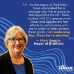 Ilhan Omar Instagram - I am deeply honored to receive the endorsements of seven of our mayors from every corner of Minnesota’s 5th Congressional District. Their support highlights our shared commitment to advancing policies that uplift our communities and bring transformative change to Minnesotans. I am proud to stand alongside these dedicated public servants as we work together to build a brighter future for every resident in our district.