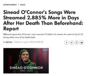 India.Arie Instagram - #sineadoconnor passing has been sitting HEAVY WITH ME. 

Whatever lessons  she came here to learn, she learned for all of us. 

This industry HATES women who don;t conform. 

May we take heed, that her lessons, and her courage and her BRILLIANCE …  were not in vain. 

Imagine being RIGHT! and everyone else was just LATE to the revelation … yet no one apologized. 

THIS is what it ACTUALLY means to be a TRAIL. BLAZER. 

And some of those SAME people who Booed her … write think pieces and articles in love. 

And the INDUSTRY is benefitting from her steams being up nearly 3000% ~ i hope her children are benefiting. 

I wish her NOTHING but peace. 

✌🏾🕊️