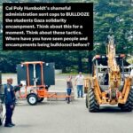 Indya Moore Instagram – Demand Cal Poly Humboldt president and administration stand down! 

☎️ 707.826.3311 & 562.951.4000
📧 mailto:president@humboldt.edu & csu-chancellor@calstate.edu

Cal Poly Humboldt Student Response to Admin Escalation 

We are disappointed to receive an email from campus administration announcing a “hard close” of campus. Allowing only those with permission to enter campus at this time. Anyone on campus is subject to citation or arrest. 

Police were present at the time the email went out, setting up concrete barriers at all campus entrances. Students living on campus are restricted to their dorms and residential areas. 

We have and remain to be a peaceful protest. In negotiations with administration yesterday we were given the impression that negotiations would continue however, they have recently informed us that they refuse to negotiate further. 

We are concerned for the potential of police escalation at this time. We showed good faith in our negotiations and deescalation yesterday by reopening Siemens Hall. Administration has not kept their end of the agreement. 

We love and care for our community and continue to stand in solidarity with other campuses for a free Palestine. 

Shame on administration for silencing the free speech of our brave students. 

We, as ever, are not afraid.