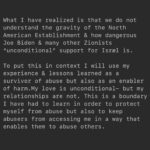 Indya Moore Instagram - People belong to the land - the land does not belong to people. The earth is the body and the body is the earth colonialism is ræp & ræp is colonialism. Reipists do not have rights to defend themselves against their resisting victims. Occupations do not have the right to defend themselves against those they occupy. when you are in partnership with an abuser, you are nurturing them, and enabling them to do more harm. This is what it is to be a Zsionist.