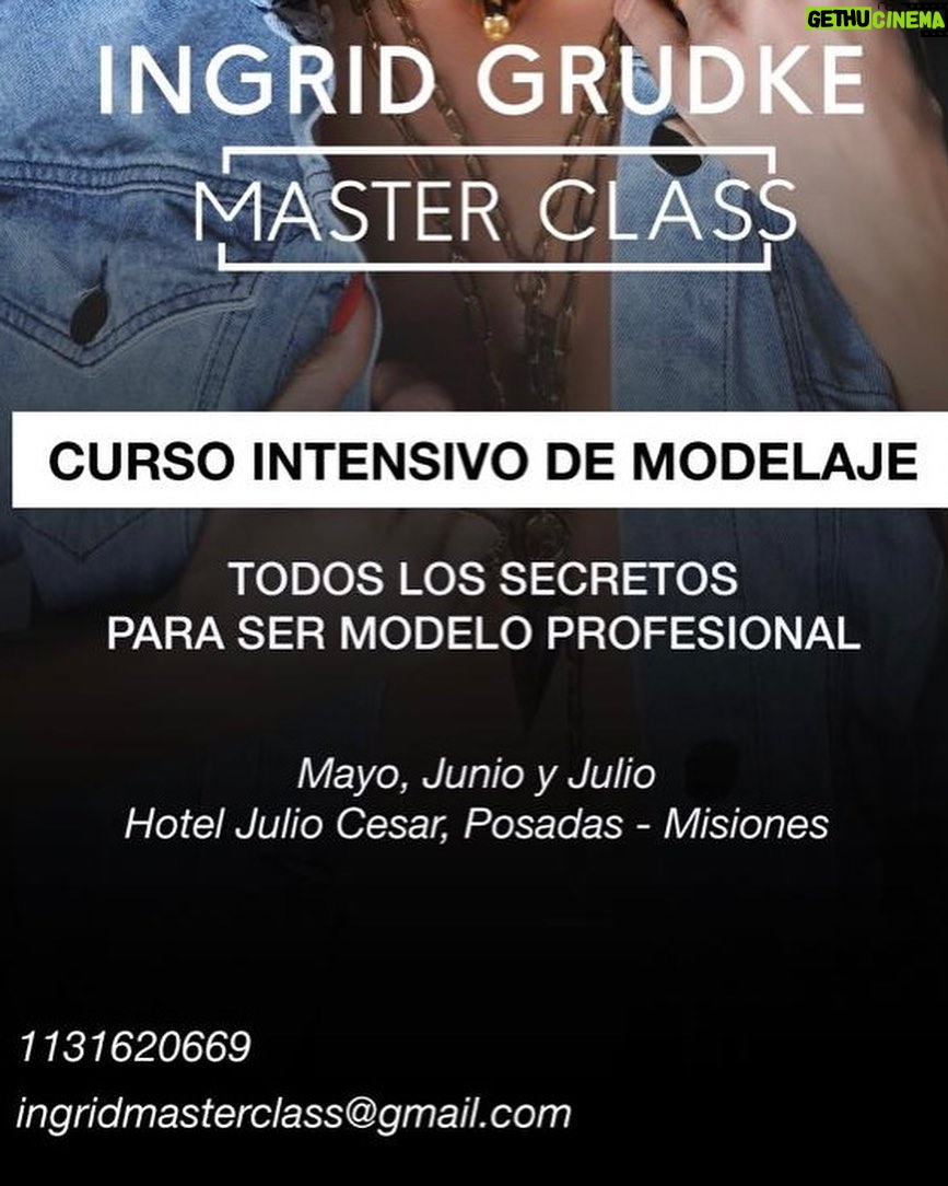 Ingrid Grudke Instagram - 📣 Se viene mi primer Master Class 📣 En Posadas Misiones mayo, junio y julio VOY a realizar un curso intensivo para aprender las pautas básicas del trabajo como modelo profesional. Quien este interesado puede consultar más escribiendo a: ✍🏻 ingridmasterclass@gmail.com 📞 54 9 11 3162-0669 📍Las clases son presenciales. Se realizarán en el Salón Caoba del Hotel Julio César de Posadas. Cupos limitados❗️inscripción a partir de los 14 años, menores con autorización de padres o tutor. ✨ Este curso consiste en doce clases intensivas para que aprendas la raíz de lo que es ser una MODELO profesional. ✨ Vas a poder sacarte todas las dudas que tengas y te voy a brindar toda la información necesaria más para comenzar una carrera profesional cualquier parte del mundo 🌍 Estoy muy Feliz de poder compartirles mi historia y contarles la verdad de este trabajo. Me acompañan en esta MasterClass @doloresmoreno.ok @soyfabianachiaradia @malimaph @hoteljuliocesar @silkeymundial.ok #ingridgrudke #mundoIN