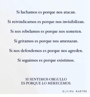 Inma Cuesta Instagram - Hoy y todos los días 
 Ni un paso atrás.
Nuestros derechos y los de nuestras familias no se tocan.
#felizorgullo #happypride #orgullo