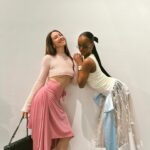 Isabella Boylston Instagram - Sandy’s girls 💕 @sandyliang with @indiabradleyy Story time ~ Sandy and I have been friends for years and after she came to one of my shows I gave her a pair of signed pointe shoes, which eventually ended up serving as the inspiration for her iconic Mary Jane’s 🥹 congrats on the most beautiful show yesterday, Sandy, I am your superfan!