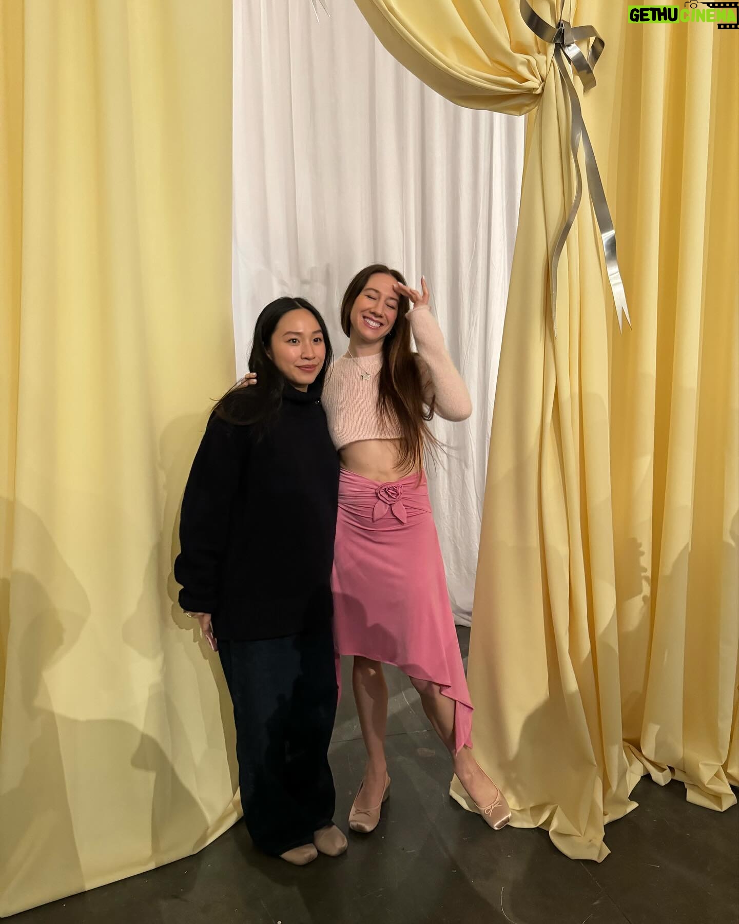 Isabella Boylston Instagram - Sandy’s girls 💕 @sandyliang with @indiabradleyy Story time ~ Sandy and I have been friends for years and after she came to one of my shows I gave her a pair of signed pointe shoes, which eventually ended up serving as the inspiration for her iconic Mary Jane’s 🥹 congrats on the most beautiful show yesterday, Sandy, I am your superfan!