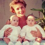 Isabella Rossellini Instagram - Then and now: the first photo Mamma with my twin sister Ingrid and I ( I am on the left ) and second photo Ingrid and I a year ago celebrating our birthday #ingridbergman
