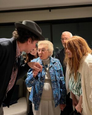 Isla Fisher Instagram - Thanks to Gal and Jaron for letting us meet on Yom HaShoah (Holocaust Remembrance Day) the inspiring Celina Karp Biniaz, one of the last living survivors from Schindler’s List.
She shared her personal story, which included nearly five years in the Krakow ghetto, her transfer to Auschwitz, and her terrifying encounter with Dr. Josef Mengele before she, her mother, and the other women on Schindler’s list were rescued by Schindler and were reunited with her father at Schindler’s factory.