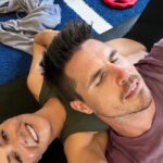 Italia Ricci Instagram - Not pictured: the sweat mark his head left on my shirt. Stay romantic, kids. @f45_clarkson challenge starts MONDAY! Who’s in?