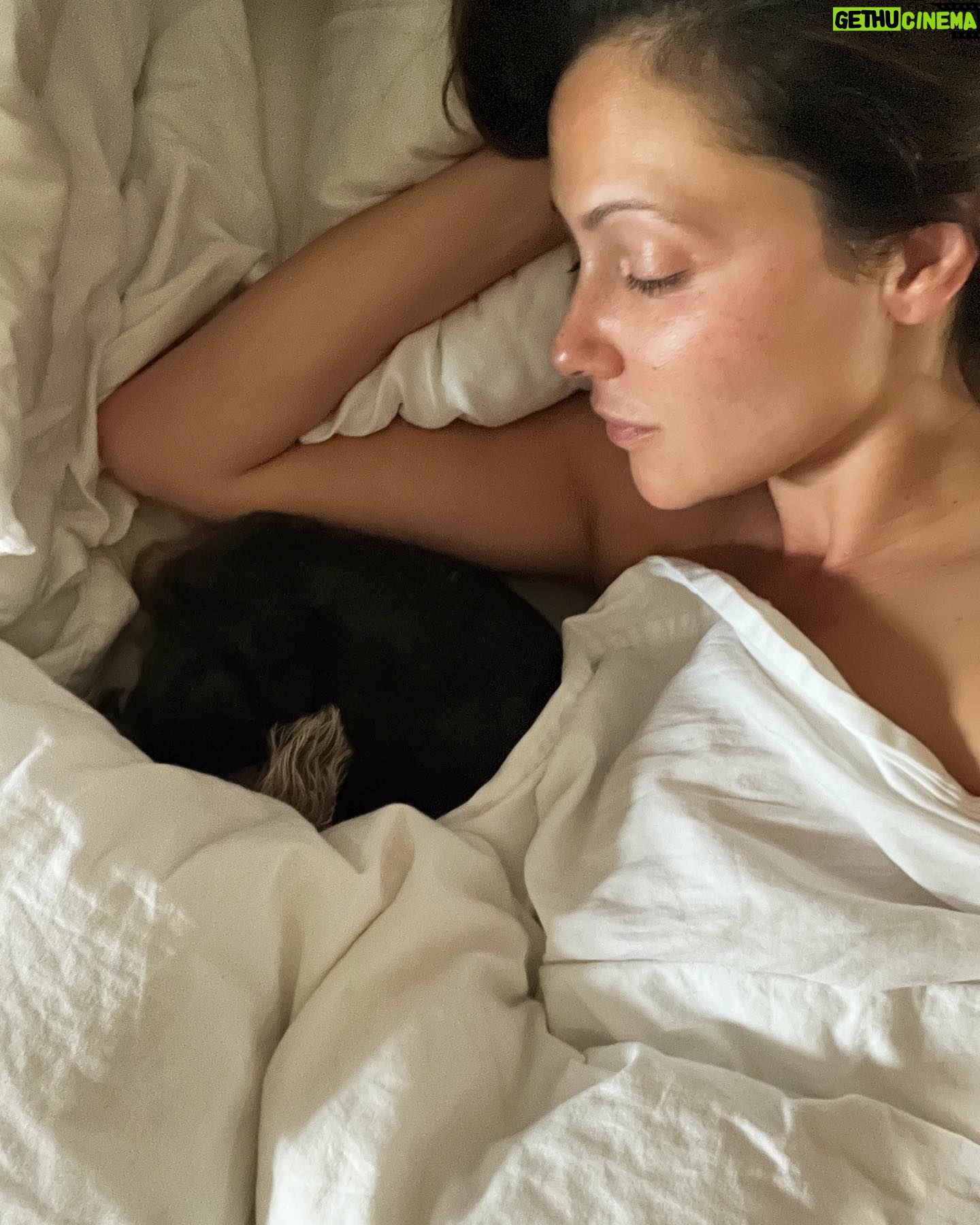 Italia Ricci Instagram - Snugs with the little radiator before she buries herself all the way down at my feet under the tucked in sheets and duvet so I can wake up 18x a night to make sure she’s still breathing.