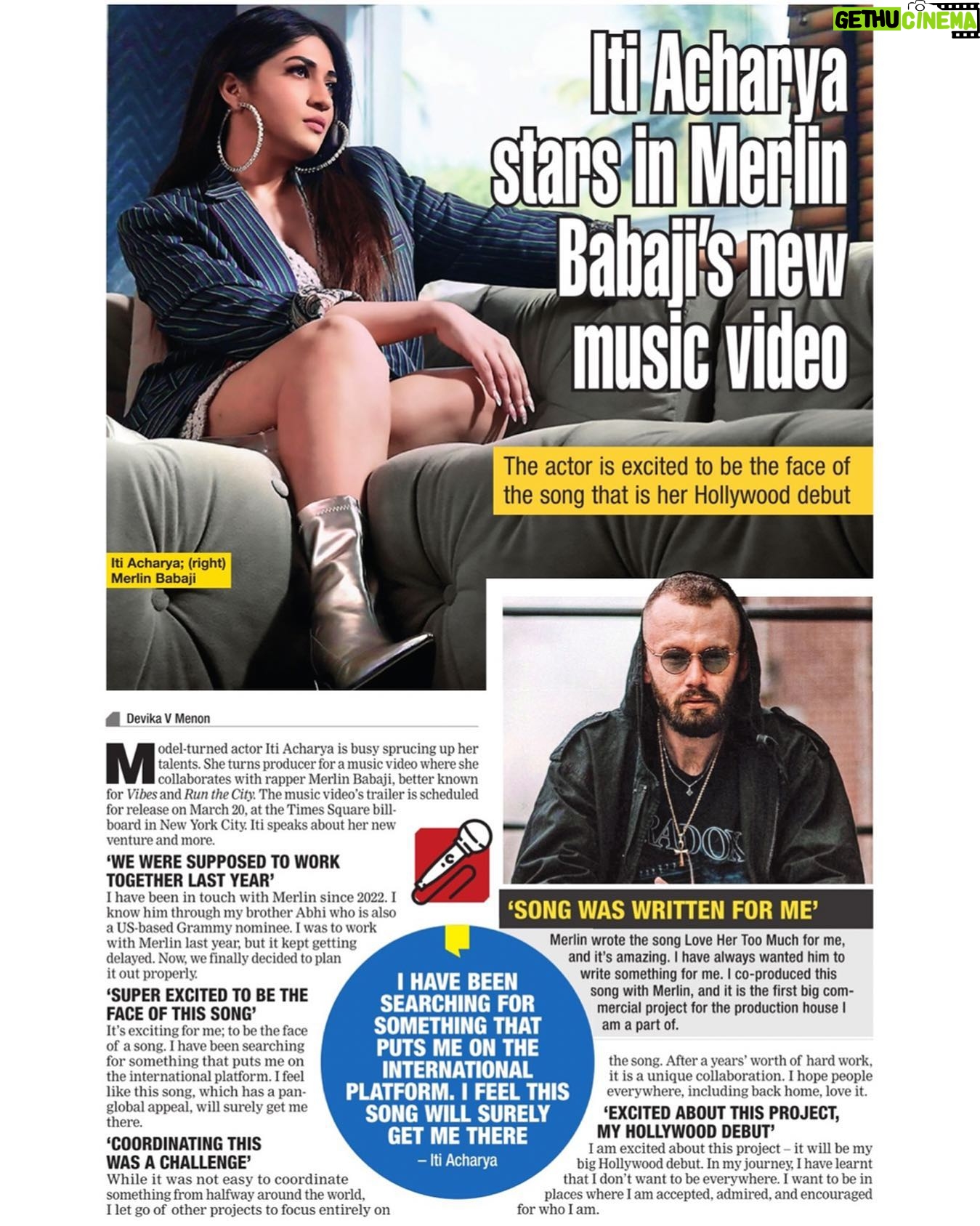 Iti Acharya Instagram - Thank you so much @bangalore_times 😊💖 Always a pleasure to be covered by the best in Namma Town 😎 This is result of lot of hard work, lot of sacrifices, lot of patience, lot of rejections and surpassing so many judgements. One of the toughest things to pull off and yet with one of the best people to work with. Thank you so much @merlin_babaji @babaji_inc @busybeeproduction @rvs_production @abhi.acharya.music @sharan_c47 @chandanimathur @acharyasadhna
