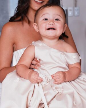 Iza Calzado Instagram - Heirloom pieces, beautifully and lovingly made for our girls by @rajolaurel 💝

Luckily blessed by Fads, Father @titocaluag who officiated the baptism of our babies! 🙏🏽

We are so grateful for the love you have showered our families with! 🥰